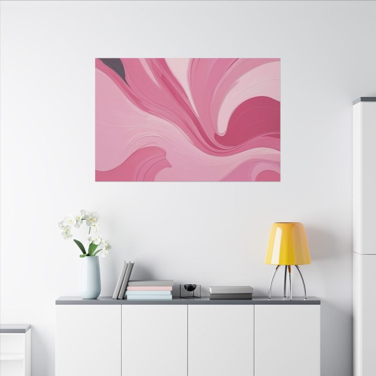 Gentle Pink Flow Abstract Oil Painting with Subtle Elegance - Image 4