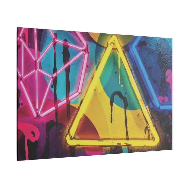 Bright Abstract Fusion Geometric Art in Cyan, Pink, Black, and Yellow - Image 18