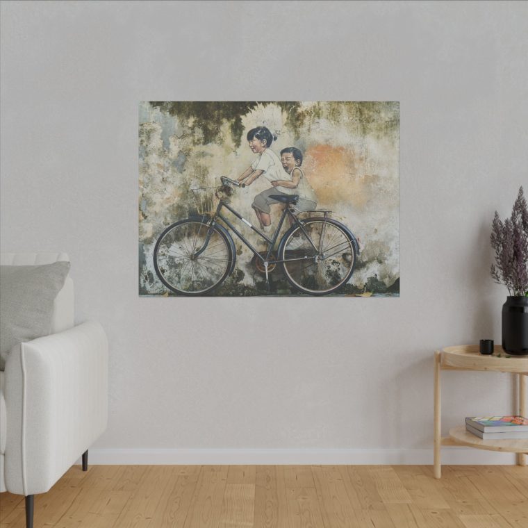 Graffiti Art Children Riding Bicycles in a Vibrant Street Scene - Image 15