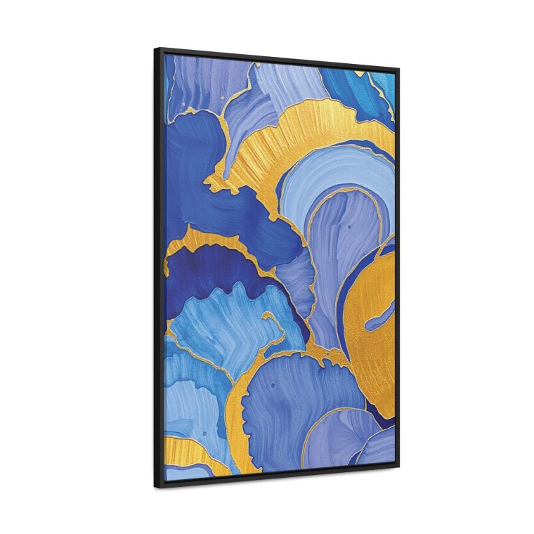 Large Vertical Gold And Blue Wall Art - Image 7