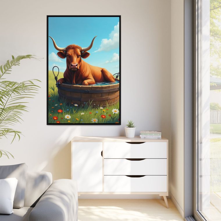 Unique Bull in a Tub Canvas Print - Image 3