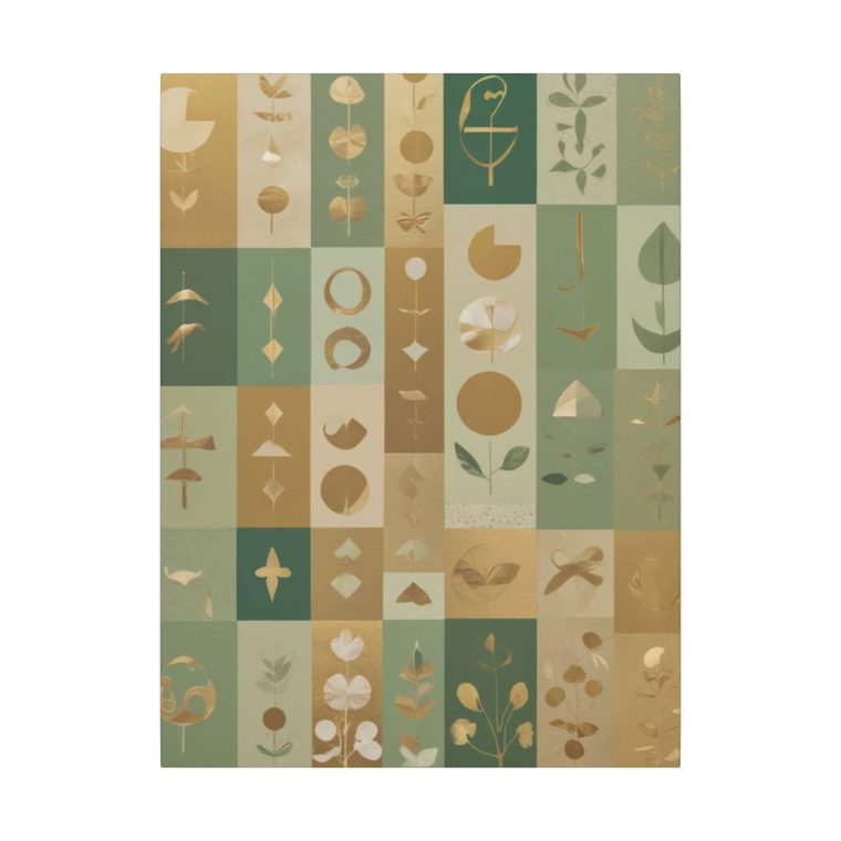 Golden Harmony Naïve Art Collage in a Minimalist Green Aesthetic - Image 5