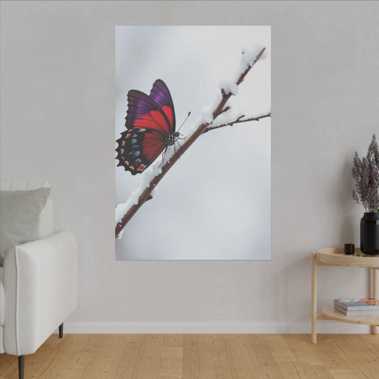 Snowy Serenity A Butterfly's Radiant Perch - Image 3