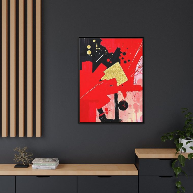 Passionate Red Abstract Wall Art with Gold And Black Accents - Image 16