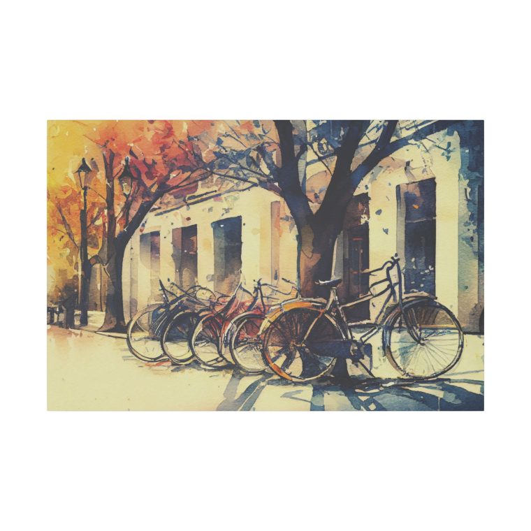 Bicycles on the Street A Charming Watercolor Scene - Image 2