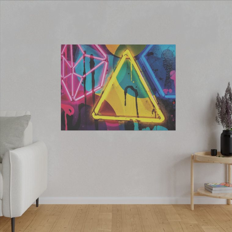 Bright Abstract Fusion Geometric Art in Cyan, Pink, Black, and Yellow - Image 23