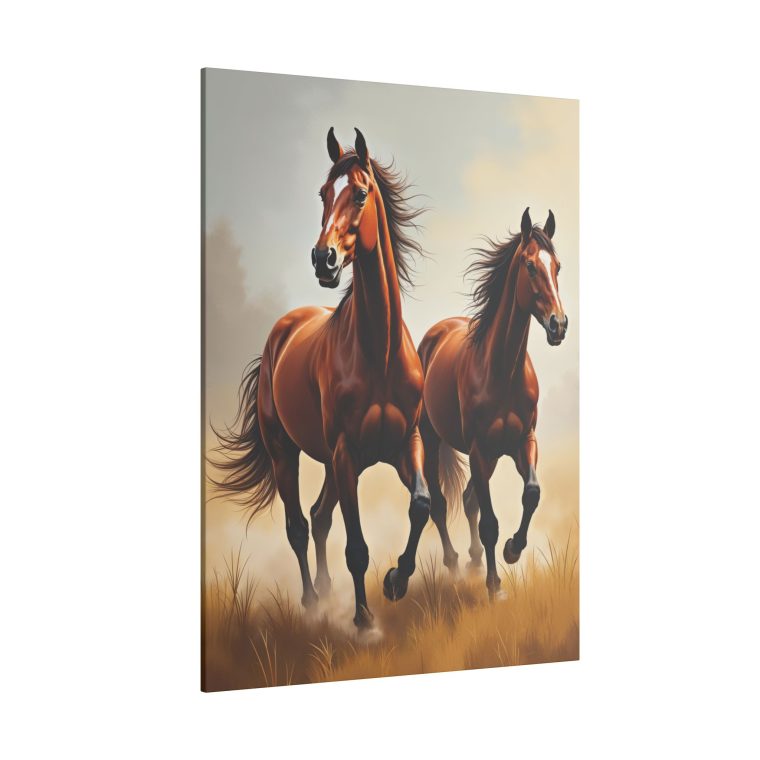 Graceful Gallop of Brown Stallions - Image 2