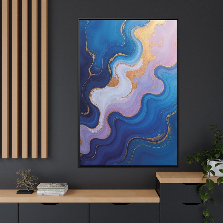 Gold and Blue Wall Art for Modern Interiors - Image 4