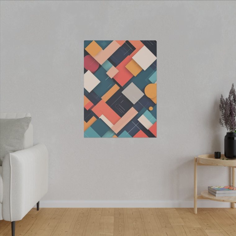 Geometric Symphony Abstract Square Pattern Wall Art - Image 3