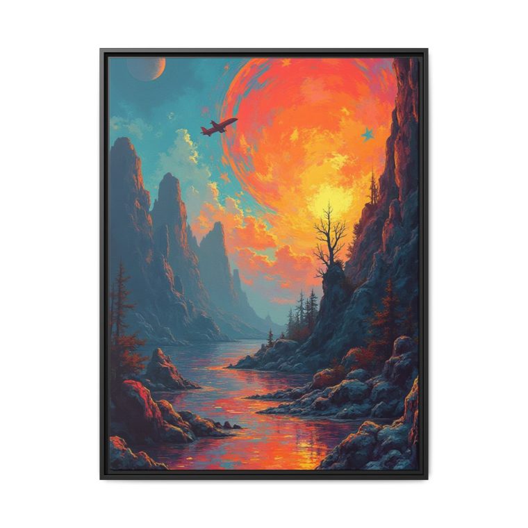 Contemporary nature decor with an artistic sunset landscape canvas