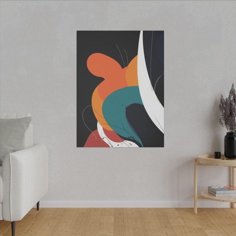 Abstract Modern Art Bold Colors and Fluid Geometric Shapes on Jet Black - Image 15