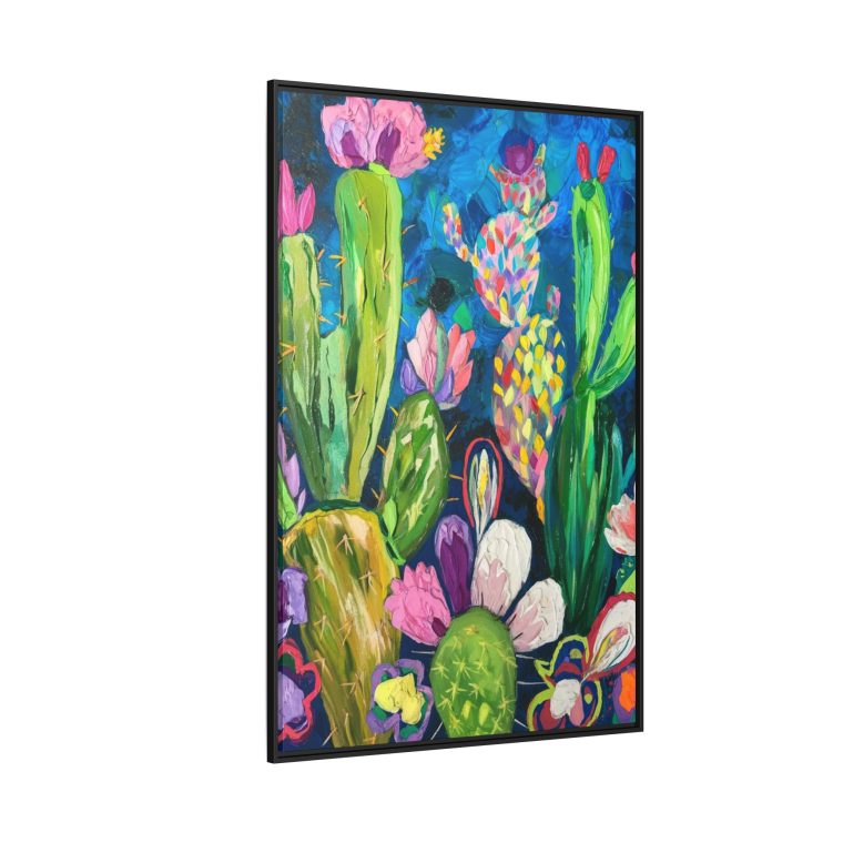 Dynamic Cacti Blooming Florals Textured Abstract Art - Image 2