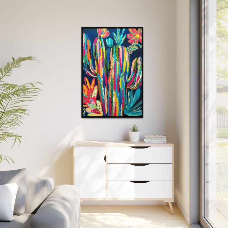 Bold and Vibrant: Maximalist Cactus Floral Abstract Art - Image 3