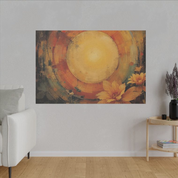 Radiant Sunburst Abstract Floral Design with Warm Earth Tones - Image 3