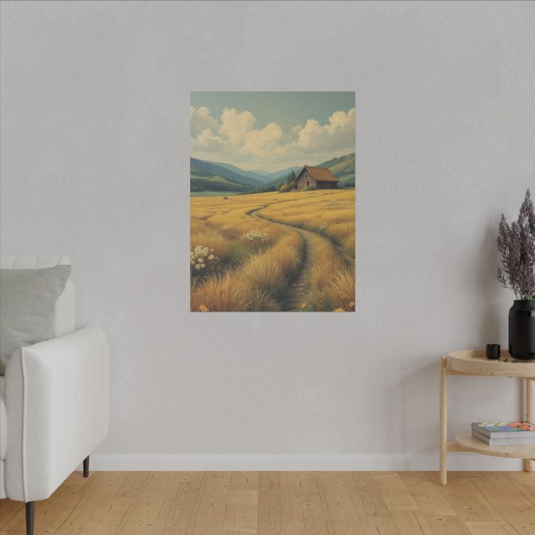 Rustic Countryside Serenity Golden Fields and a Quaint Cabin - Image 7