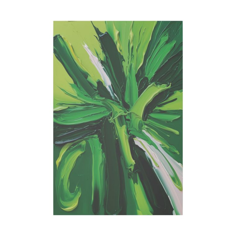 Dynamic Green Flow Modern Abstract Oil Painting in Vibrant Tones - Image 2