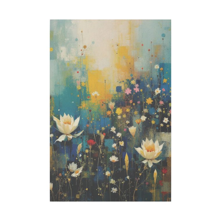 Vibrant Floral Abstract Blossoming Flowers on a Textured Canvas - Image 9