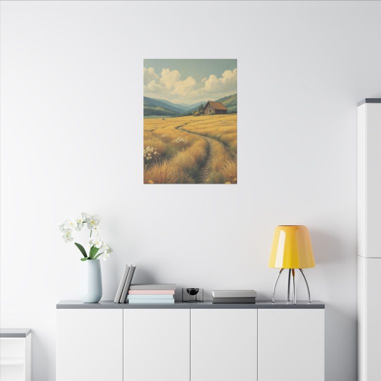 Rustic Countryside Serenity Golden Fields and a Quaint Cabin - Image 8