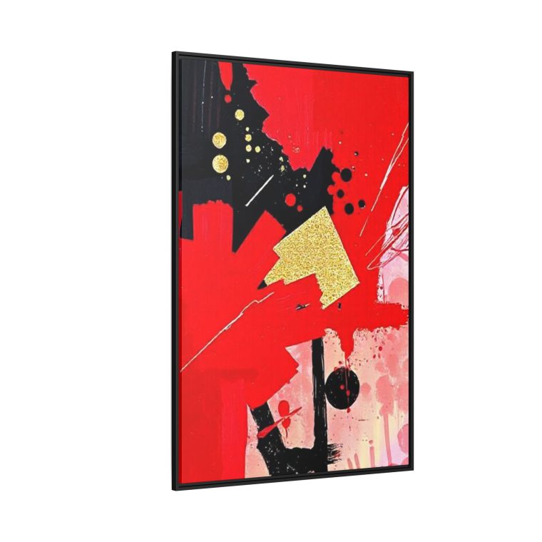 Passionate Red Abstract Wall Art with Gold And Black Accents - Image 2