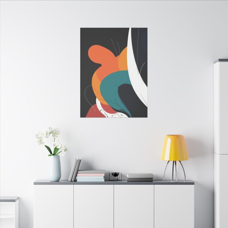 Abstract Modern Art Bold Colors and Fluid Geometric Shapes on Jet Black - Image 16