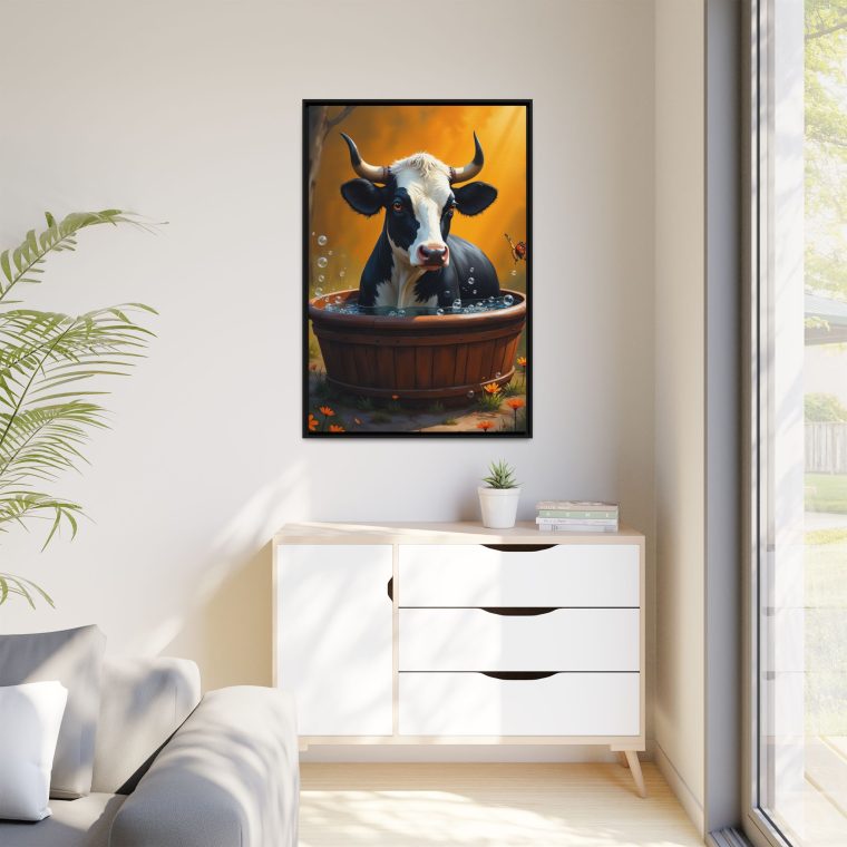 Bull in a Tub Whimsical Canvas Art - Image 7