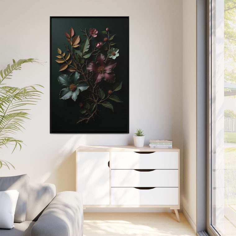 Dark Botanical Moody Wall Art Canvas Prints - Image 15