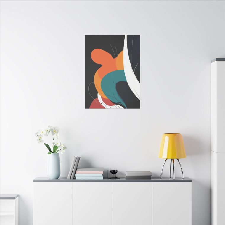 Abstract Modern Art Bold Colors and Fluid Geometric Shapes on Jet Black - Image 8