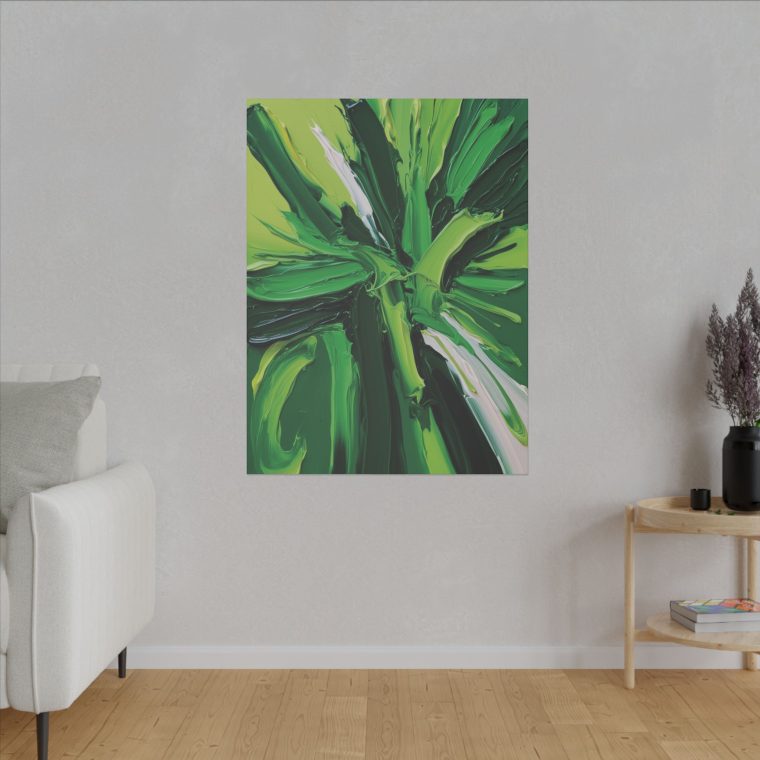 Dynamic Green Flow Modern Abstract Oil Painting in Vibrant Tones - Image 15