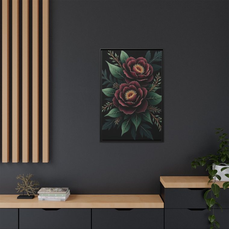 Black Rose Reverie Moody Botanical Canvas - Image 4