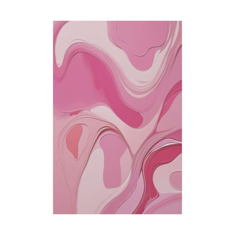 Playful Pink Patterns Abstract Oil Painting with Fluid Lines - Image 2