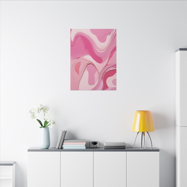 Playful Pink Patterns Abstract Oil Painting with Fluid Lines - Image 8