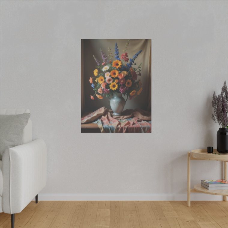 Vintage Charm Boho Still Life with Flowers and Cloth - Image 3