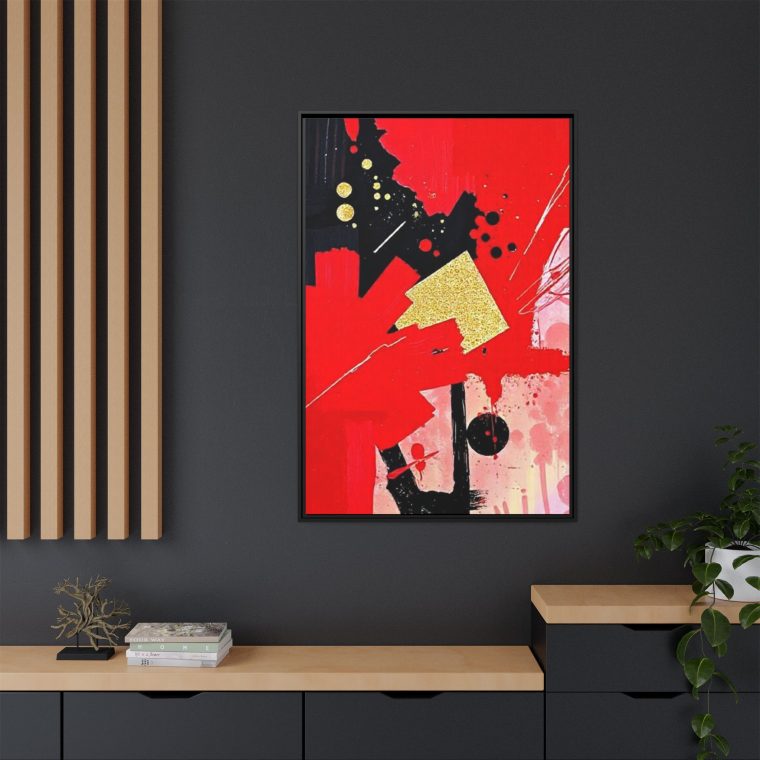 Passionate Red Abstract Wall Art with Gold And Black Accents - Image 12