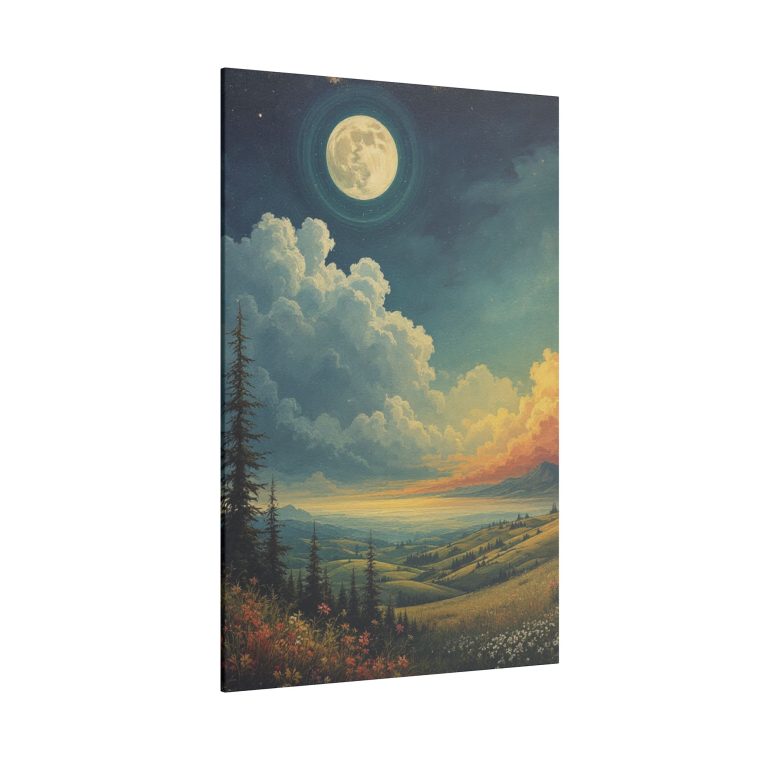 Majestic Moonlit Landscape Rolling Hills Under a Dramatic Sky - Image 10