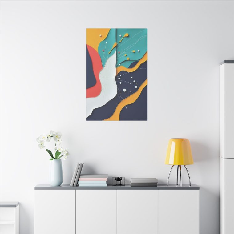 Layered Abstract Art Bold Colors and Minimalist Papier-Mâché Design - Image 12