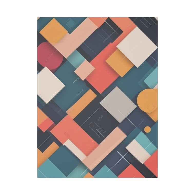 Geometric Symphony Abstract Square Pattern Wall Art - Image 13