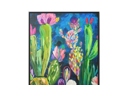 Dynamic Cacti Blooming Florals Textured Abstract Art