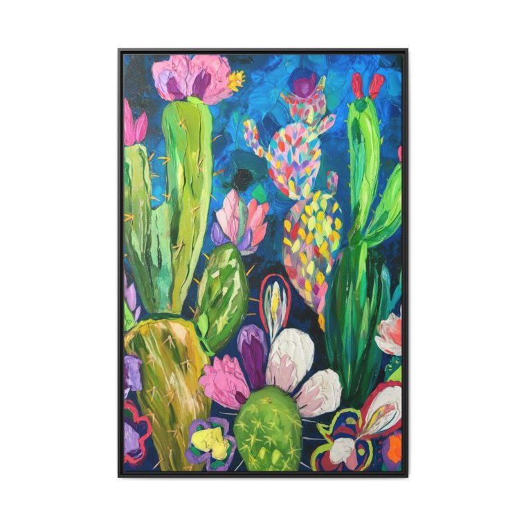 Dynamic Cacti Blooming Florals Textured Abstract Art