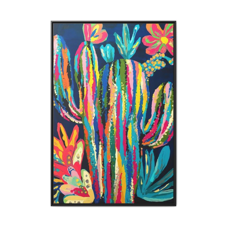 Bold and Vibrant: Maximalist Cactus Floral Abstract Art - Image 5