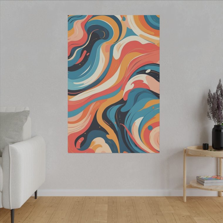 Vibrant Abstract Swirl Wall Art Modern Oil Painting Design - Image 3