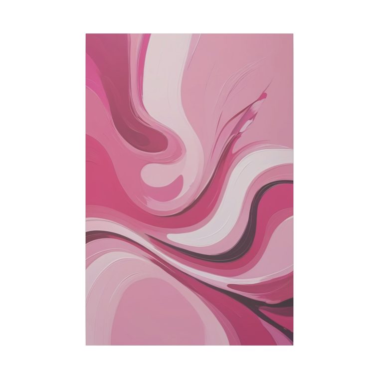 Flowing Harmony Modern Abstract Oil Painting in Gentle Pink Waves - Image 2