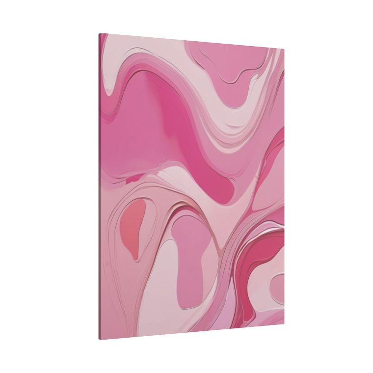 Playful Pink Patterns Abstract Oil Painting with Fluid Lines - Image 6