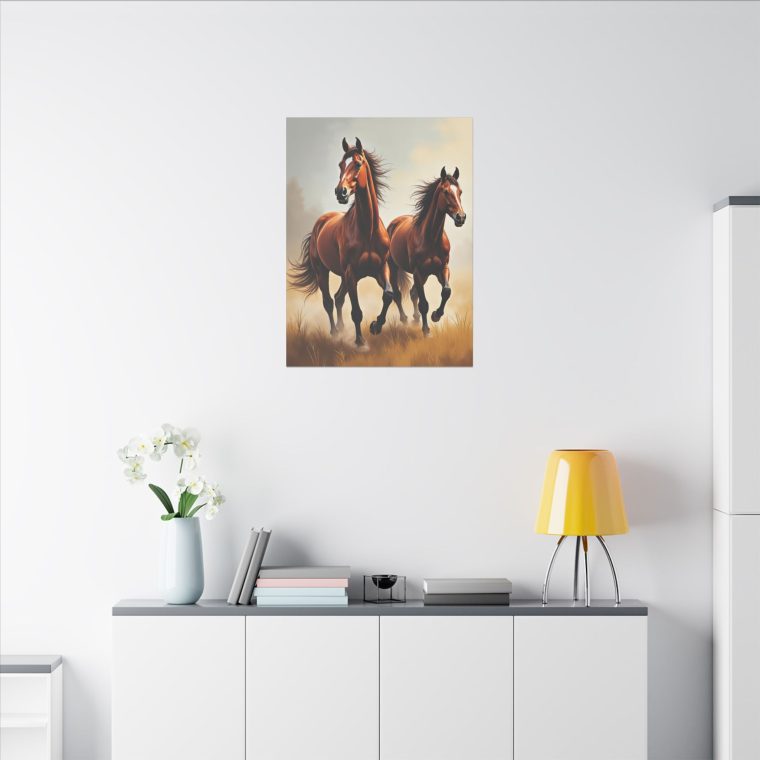Graceful Gallop of Brown Stallions - Image 4