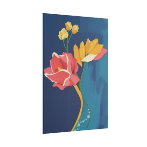 Elegant Floral Art Vibrant Blossoms on a Deep Blue Canvas