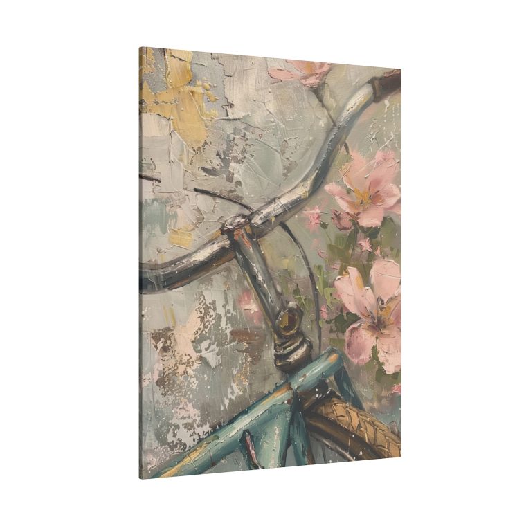 Vintage Bicycle Steering Wheel with Floral Decoration Junk Journal Style - Image 6