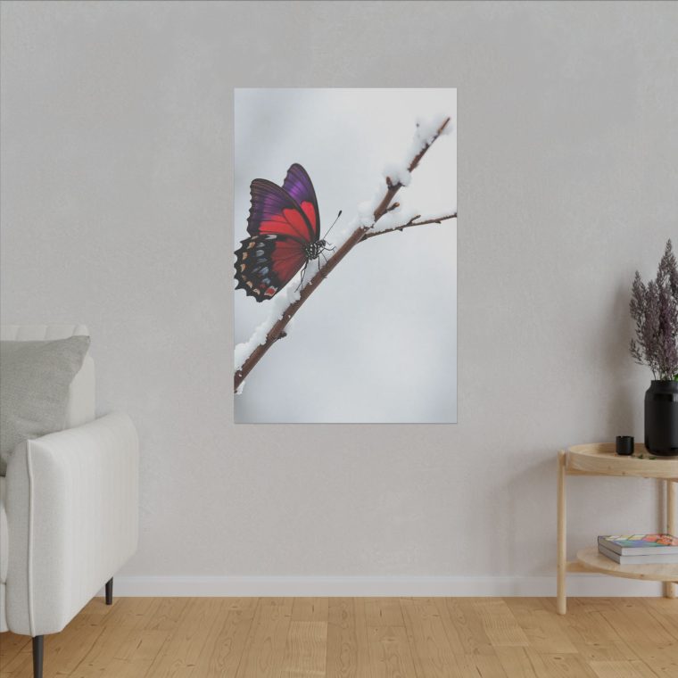 Snowy Serenity A Butterfly's Radiant Perch - Image 11
