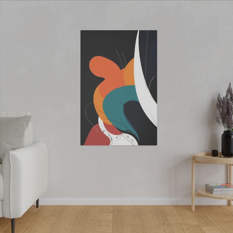 Abstract Modern Art Bold Colors and Fluid Geometric Shapes on Jet Black - Image 11