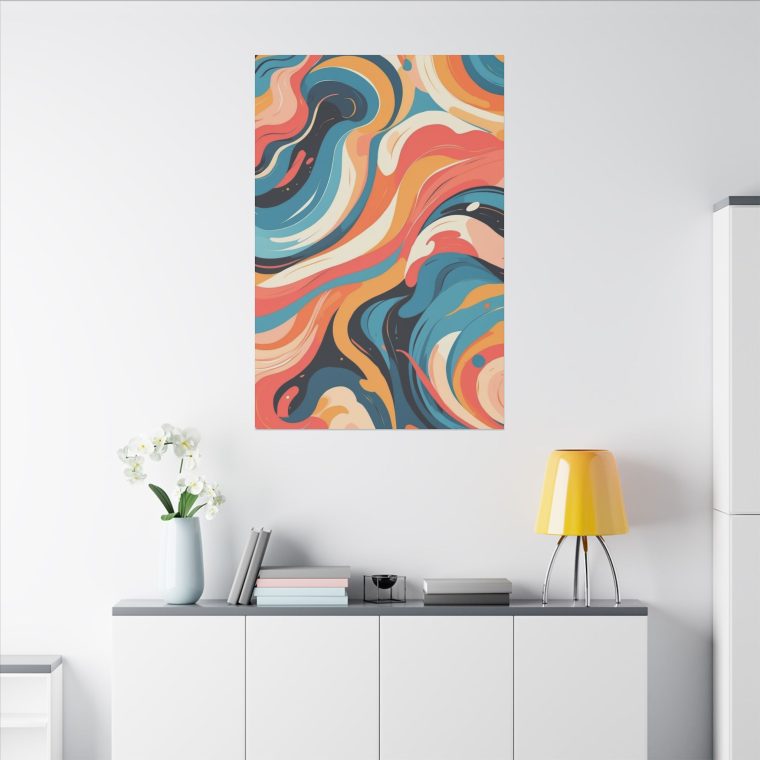 Vibrant Abstract Swirl Wall Art Modern Oil Painting Design - Image 4
