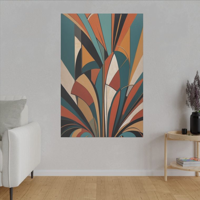 Geometric Blossom Mid-Century Modern Abstract Wall Art - Image 3