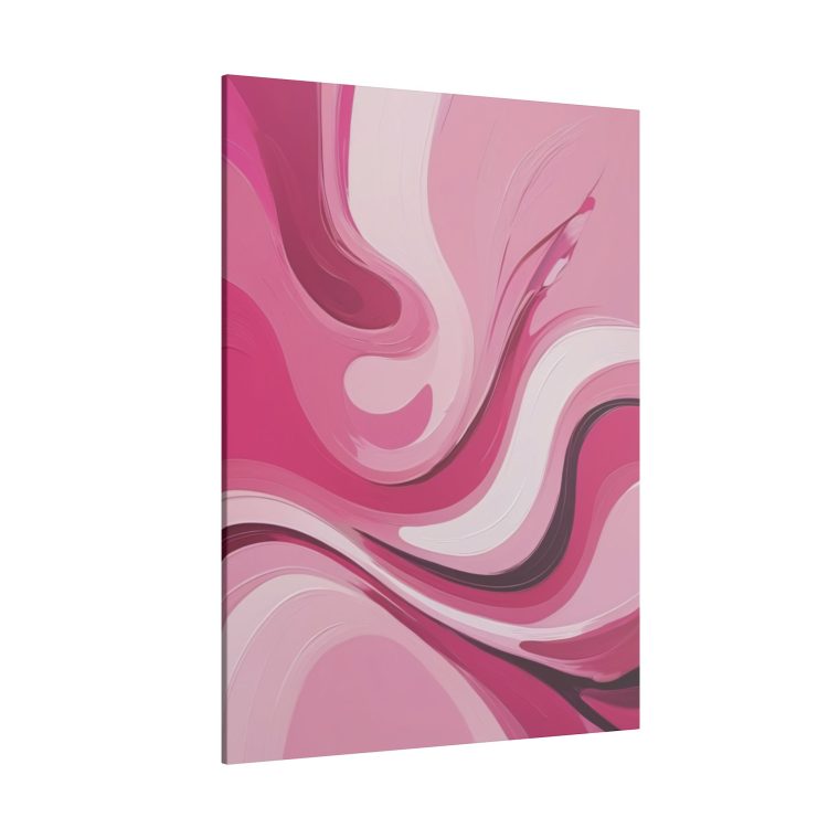 Flowing Harmony Modern Abstract Oil Painting in Gentle Pink Waves - Image 6